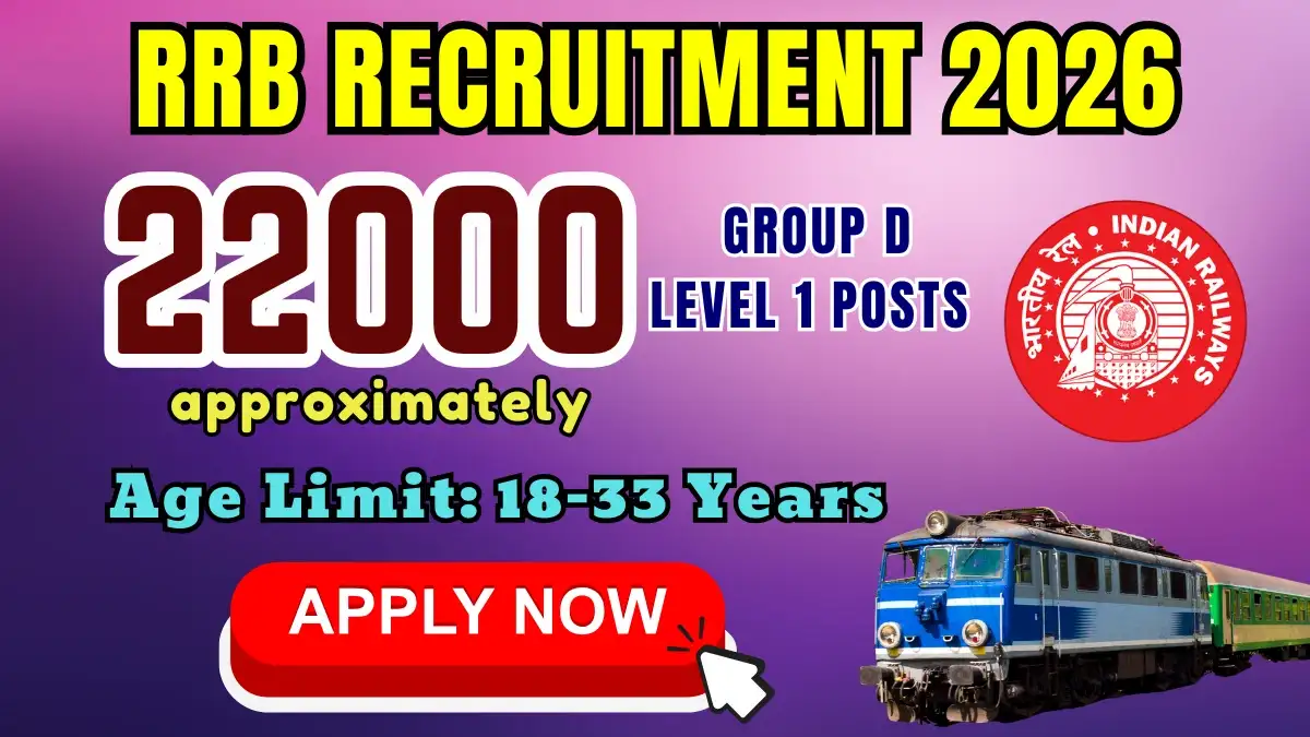 RRB Group D Recruitment 2026 (Short Notice) - Apply Now for 22000+ Posts