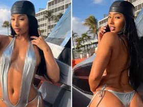 Rubi Rose Looking Gorgeous In Silver Swimwear 3 Rubi Rose Looking Gorgeous In Silver Swimwear